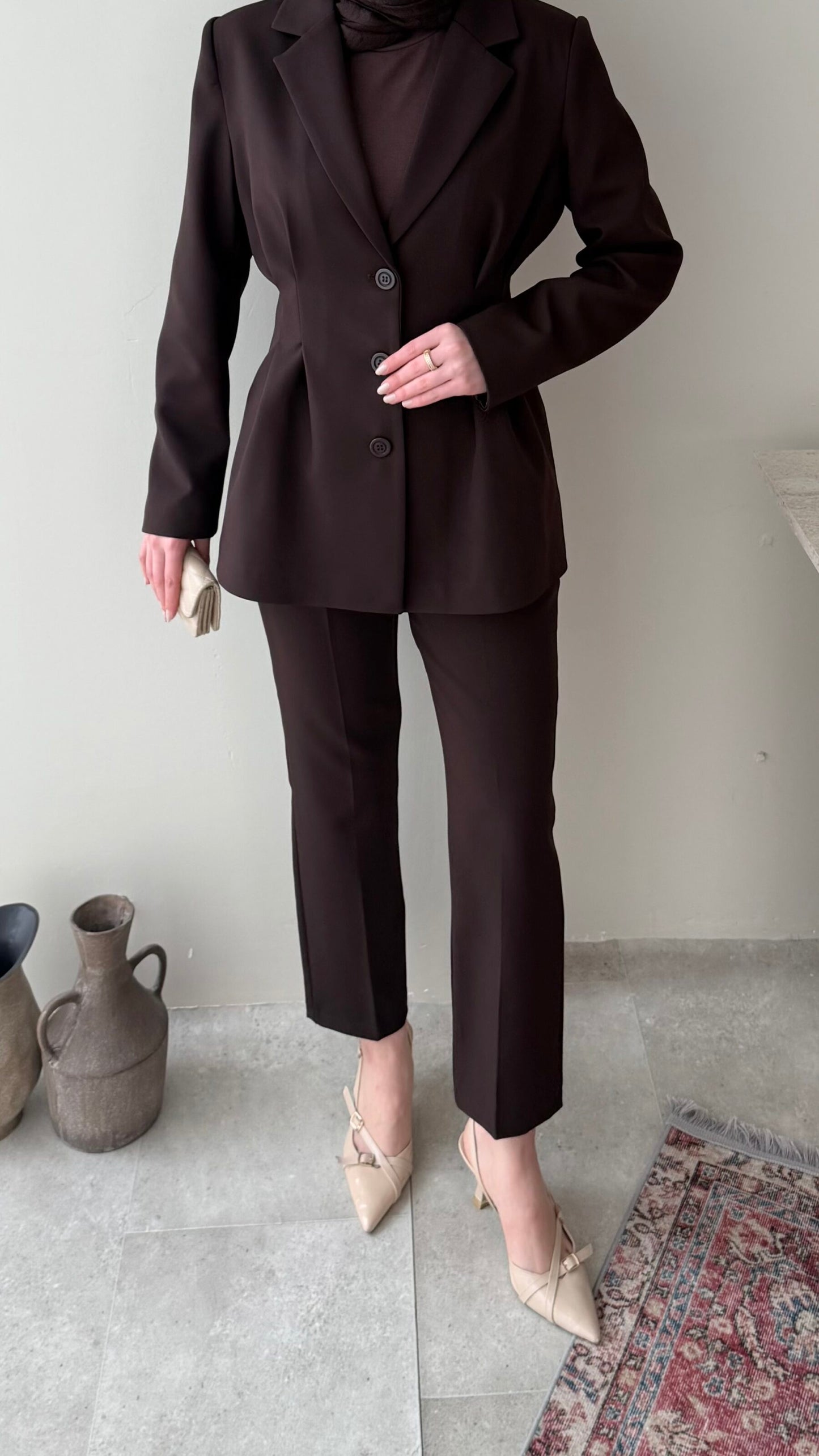 Polya Blazer Takım – Kahve