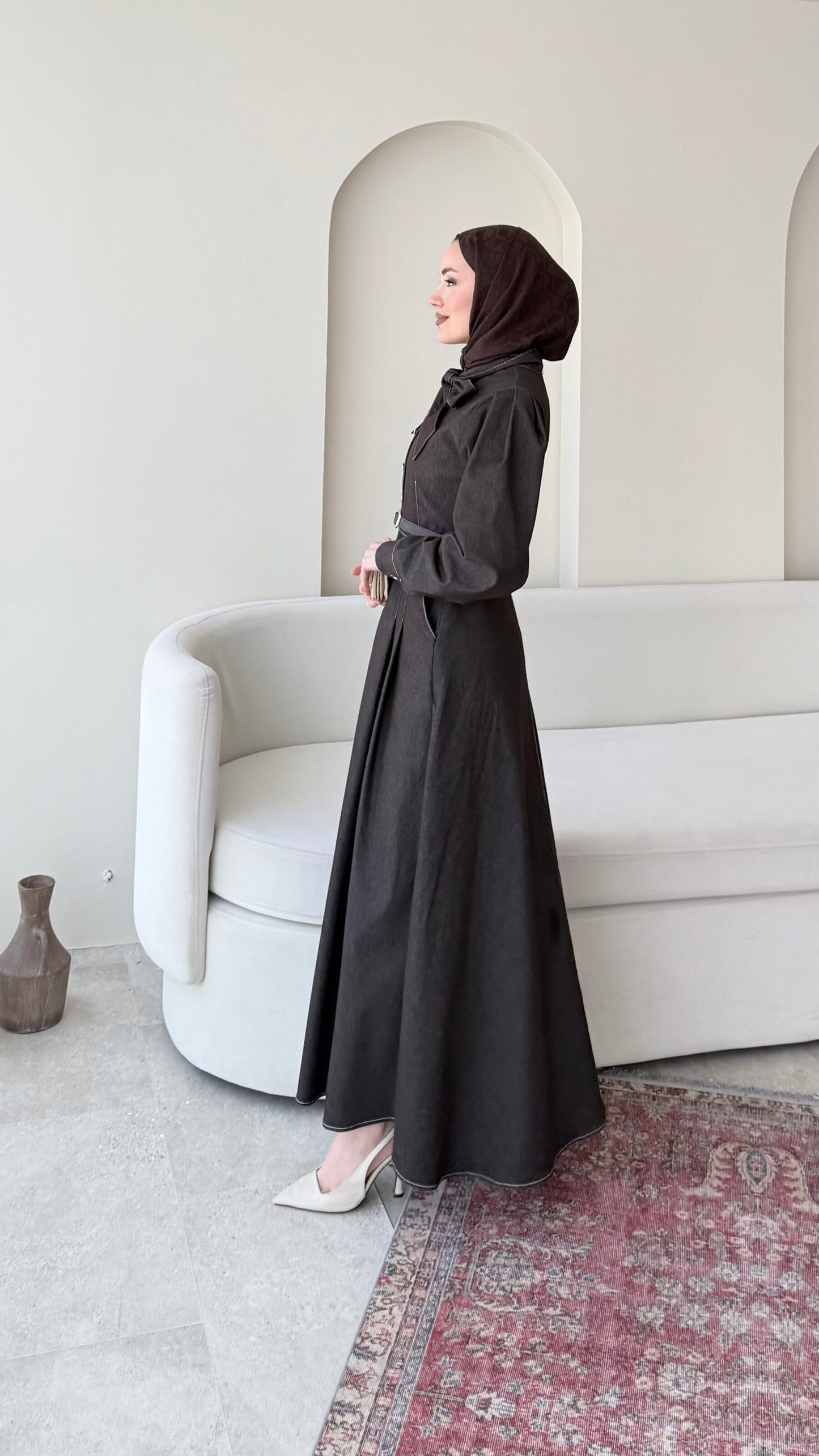 Vione Denim Elbise – Acı Kahve