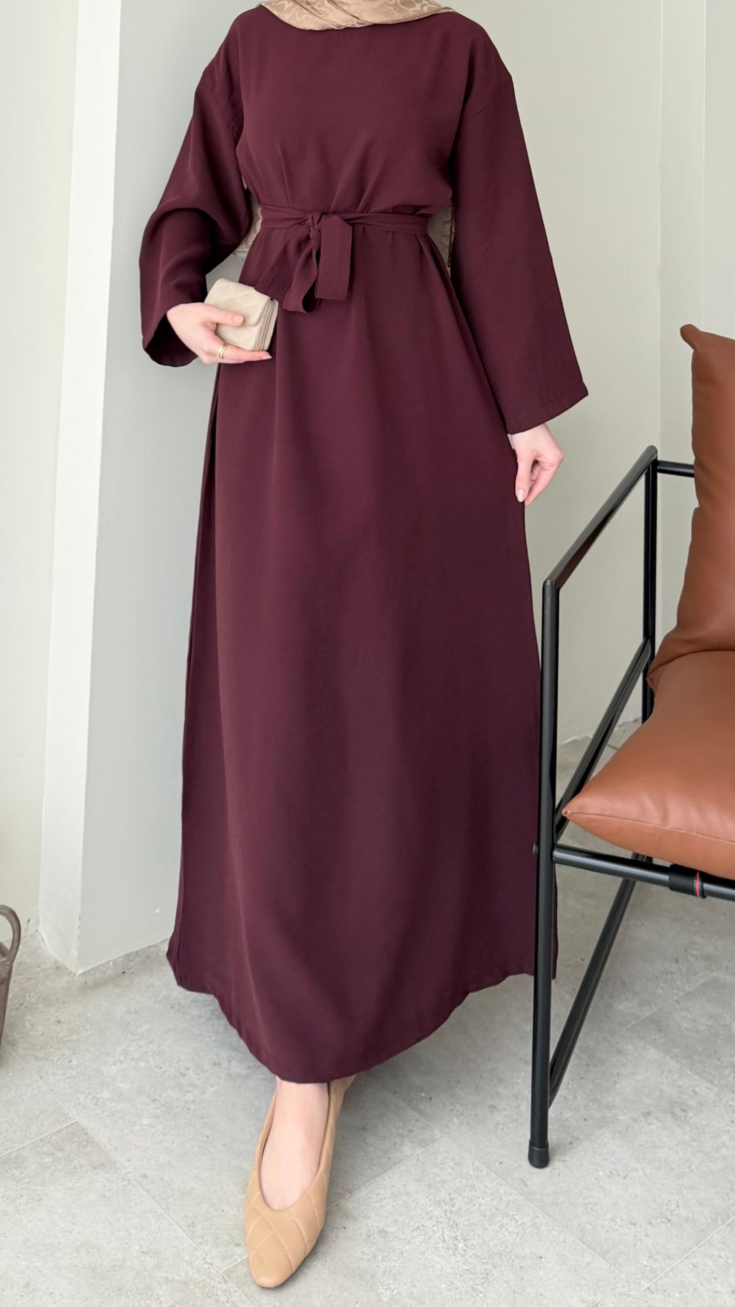 Esil Tensel Elbise – Bordo