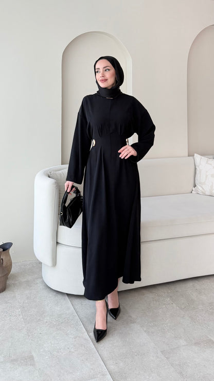 Meyla Gold Detaylı Elbise – Siyah