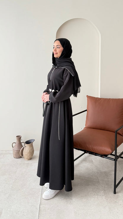 Elen Zincirli Scuba Elbise – Siyah