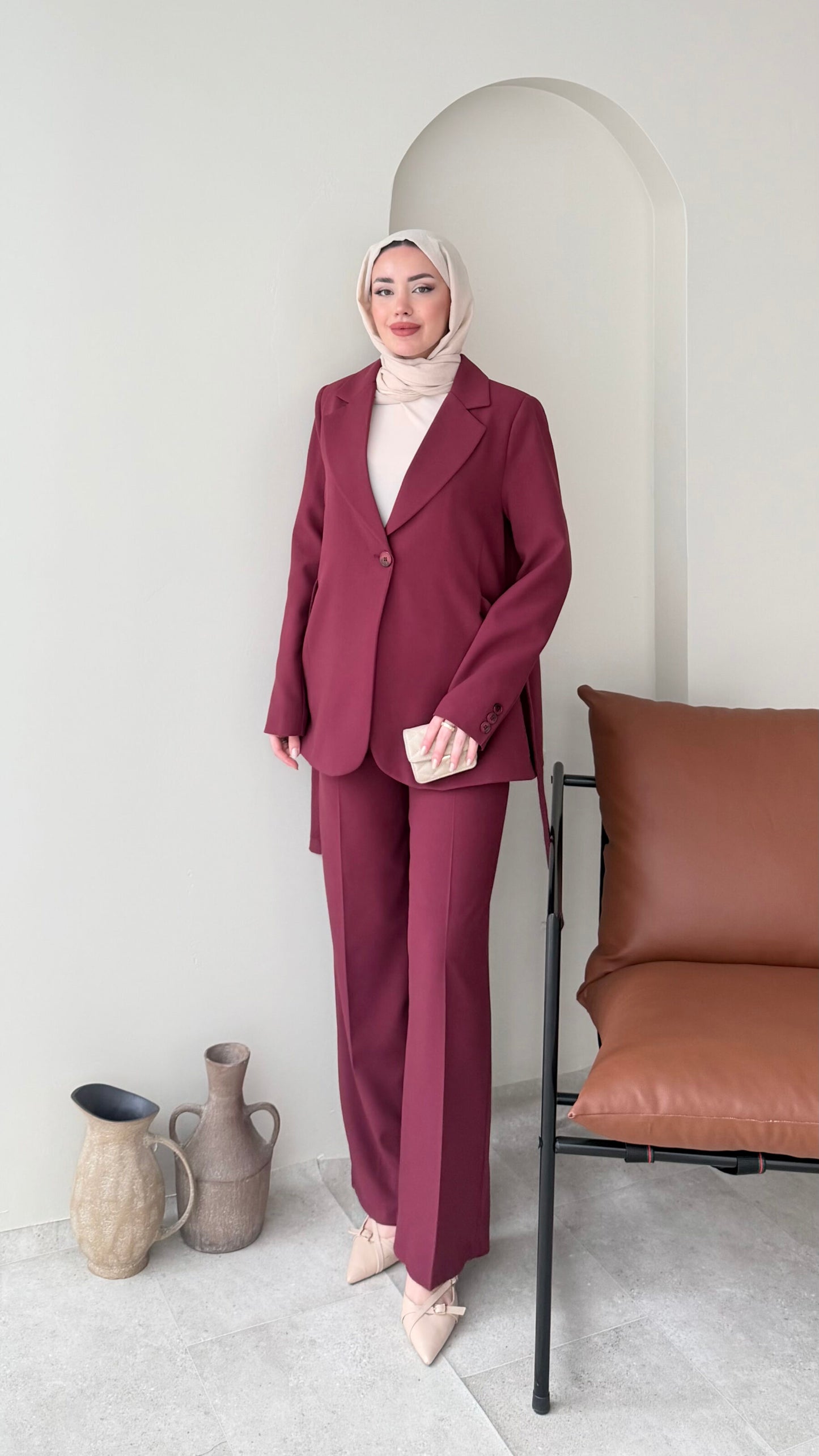 Belin Blazer Takım – Bordo
