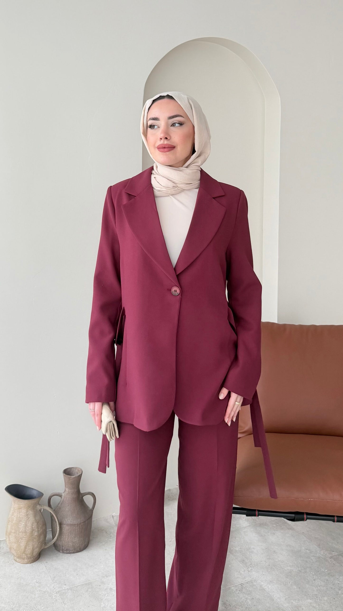 Belin Blazer Takım – Bordo