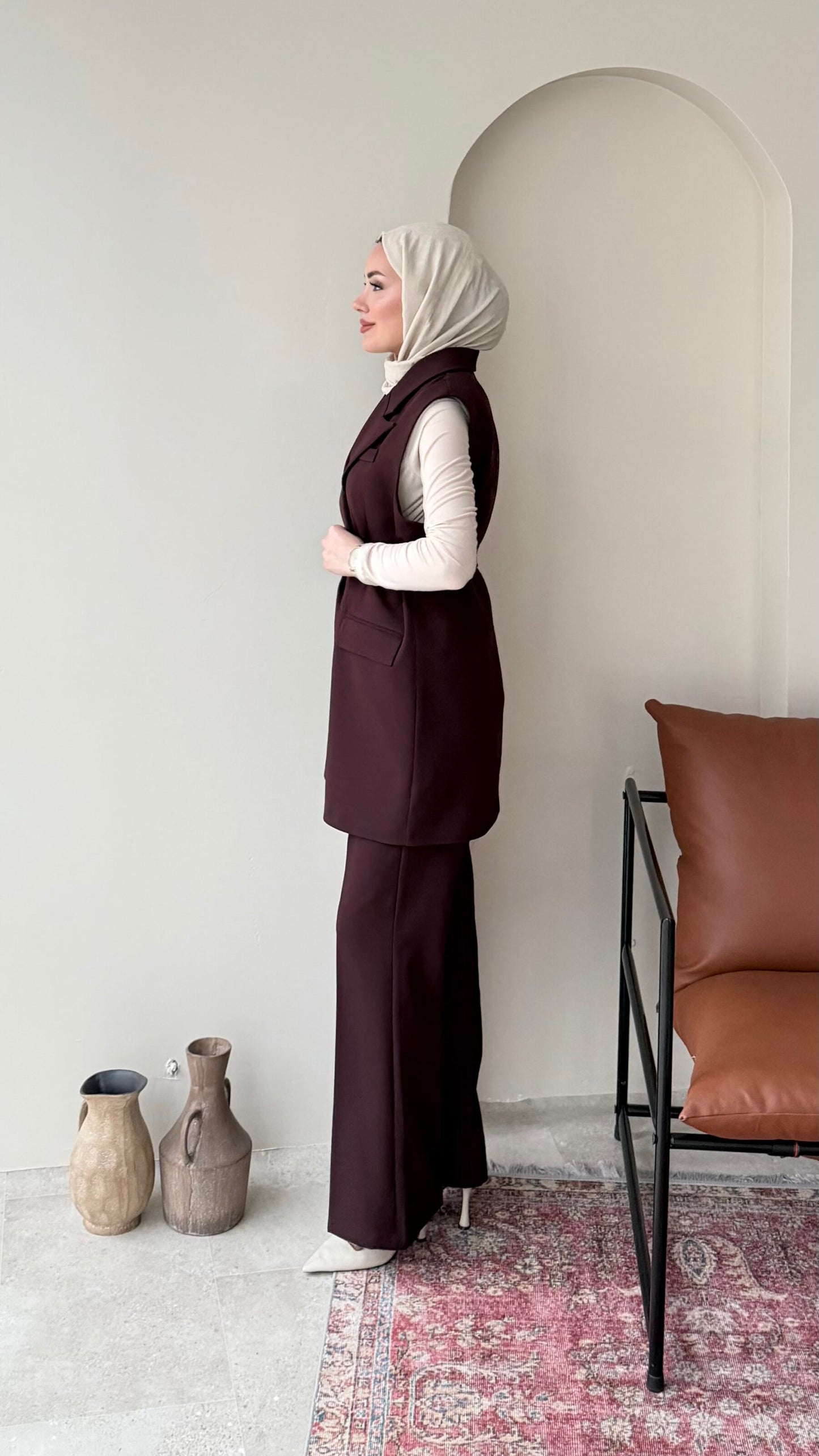 Penta Blazer Yelekli Takım – Mürdüm