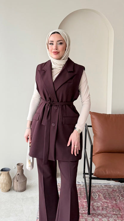 Penta Blazer Yelekli Takım – Mürdüm