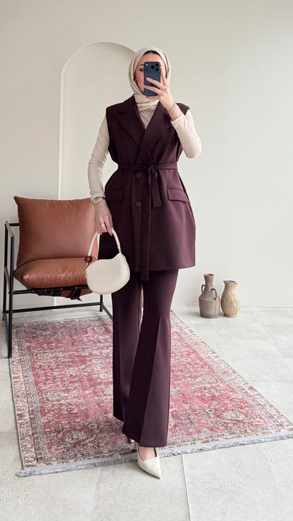 Penta Blazer Yelekli Takım – Mürdüm