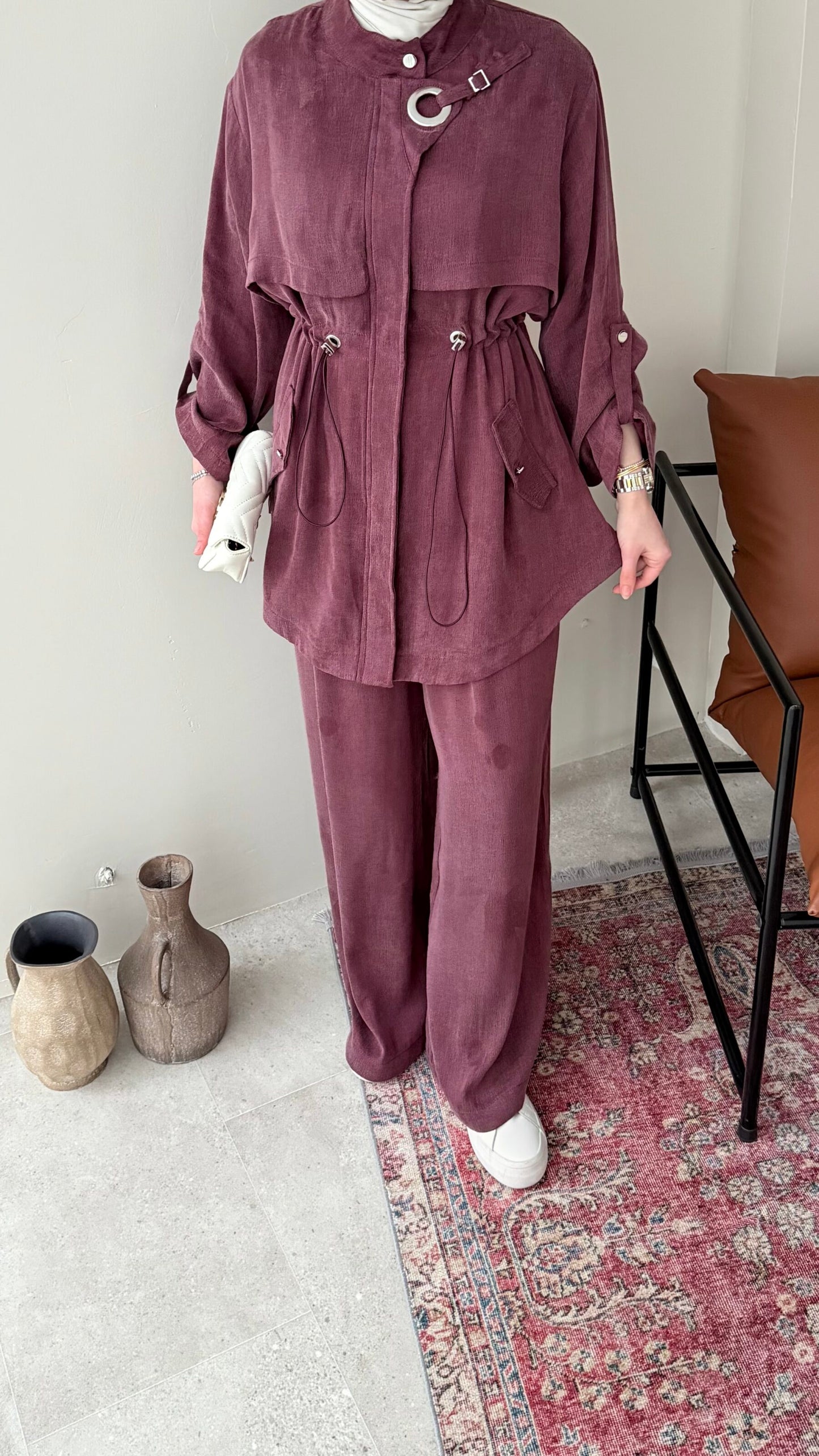 Yâde İpeksi Qupra Takım – Mürdüm