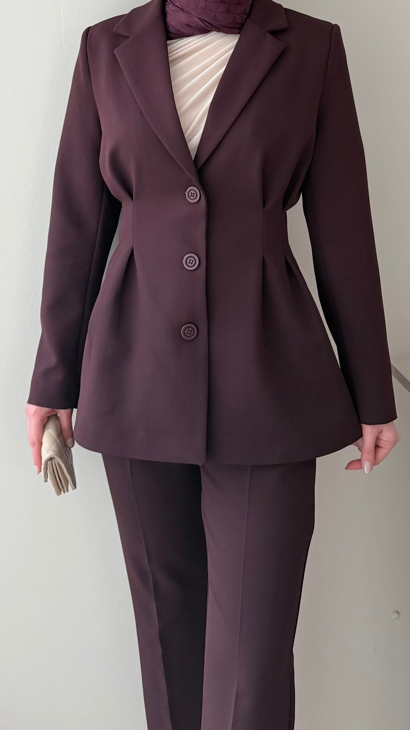 Polya Blazer Takım – Mürdüm