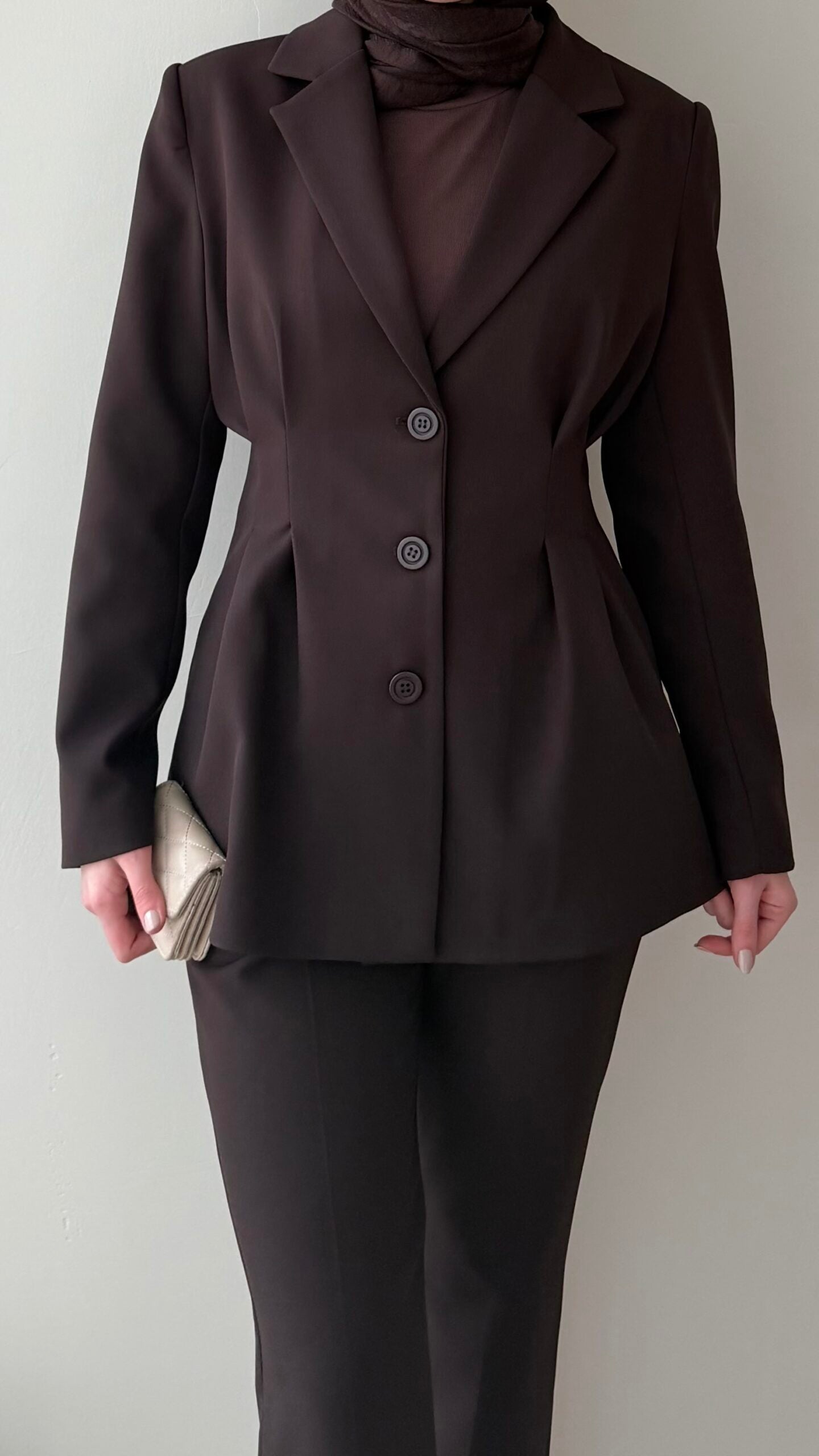 Polya Blazer Takım – Kahve