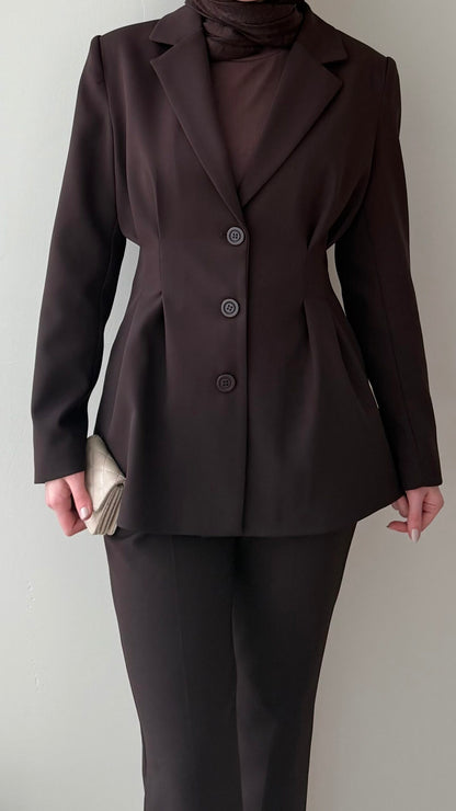 Polya Blazer Takım – Kahve