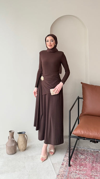 Keyla Candy Elbise – Kahve