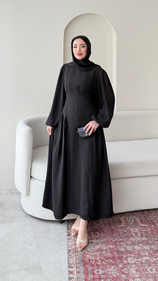 Talya Bağlama Detaylı Elbise – Siyah