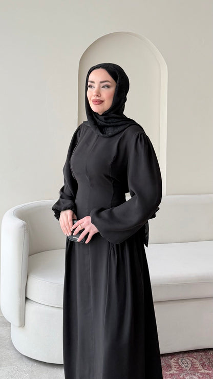 Talya Bağlama Detaylı Elbise – Siyah