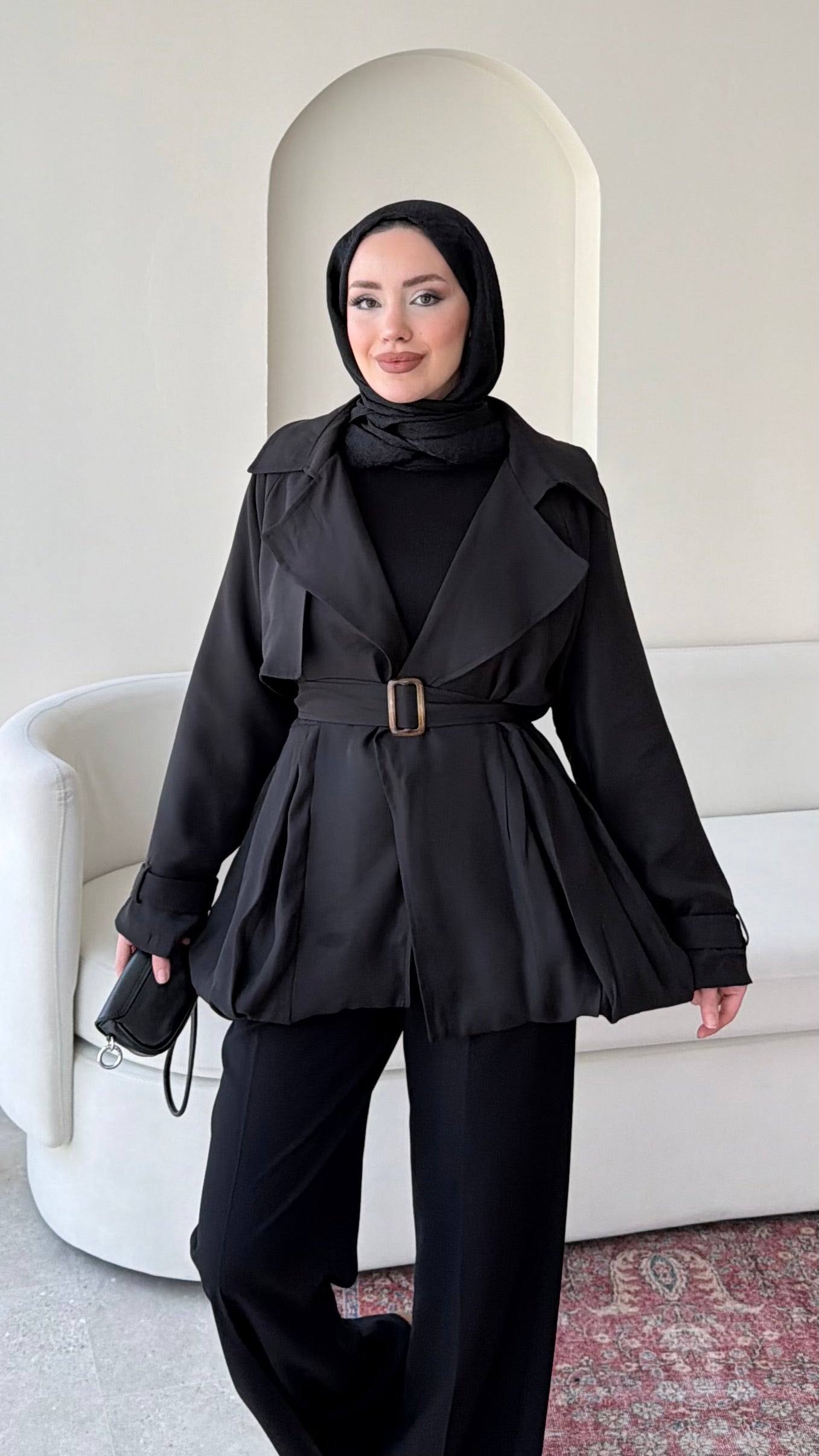 Sue Modal Trenç – Siyah