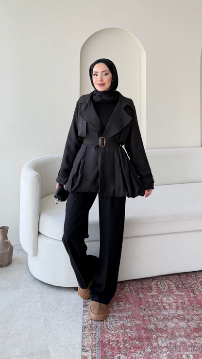 Sue Modal Trenç – Siyah