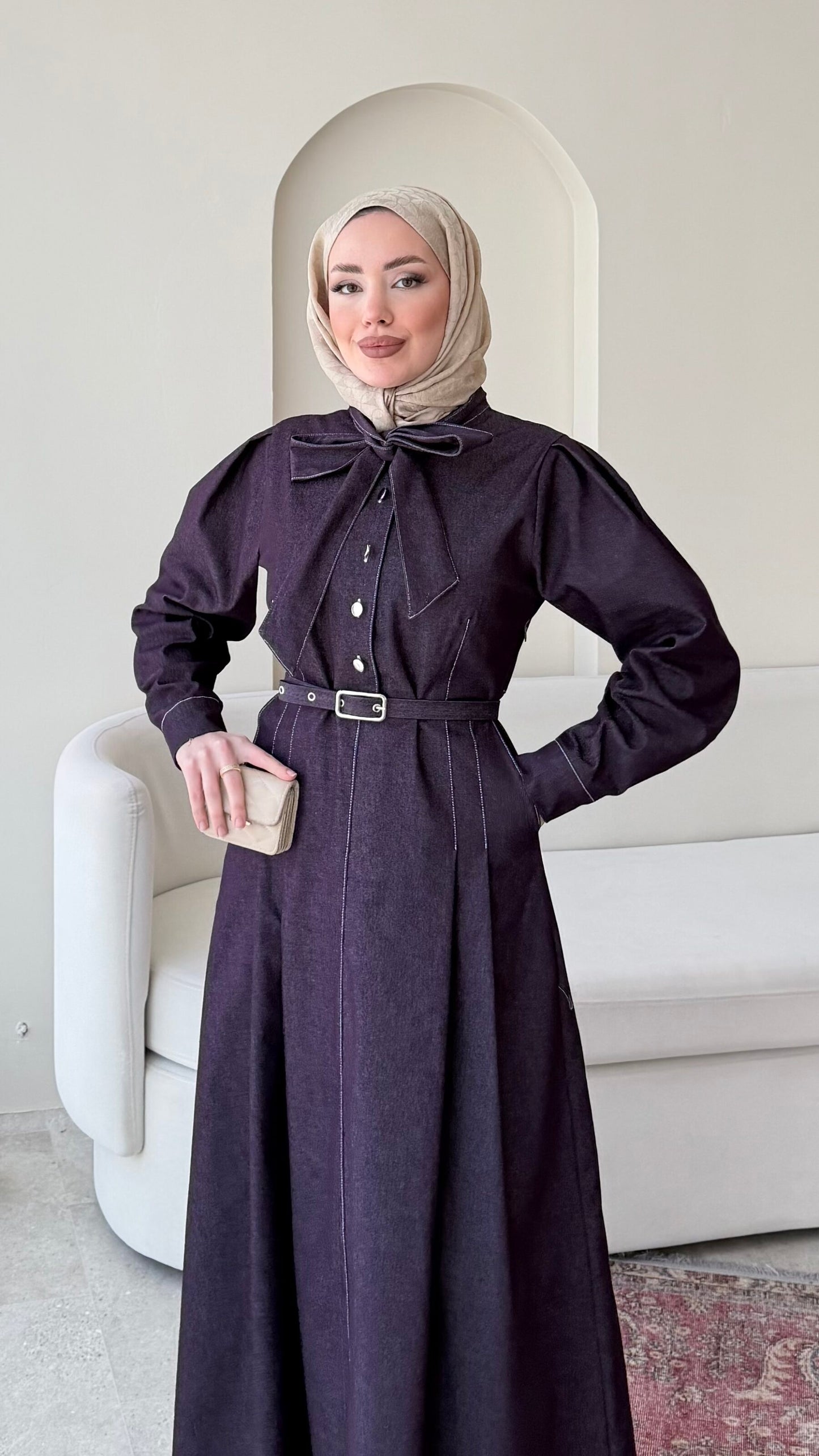 Vione Denim Elbise – Mürdüm