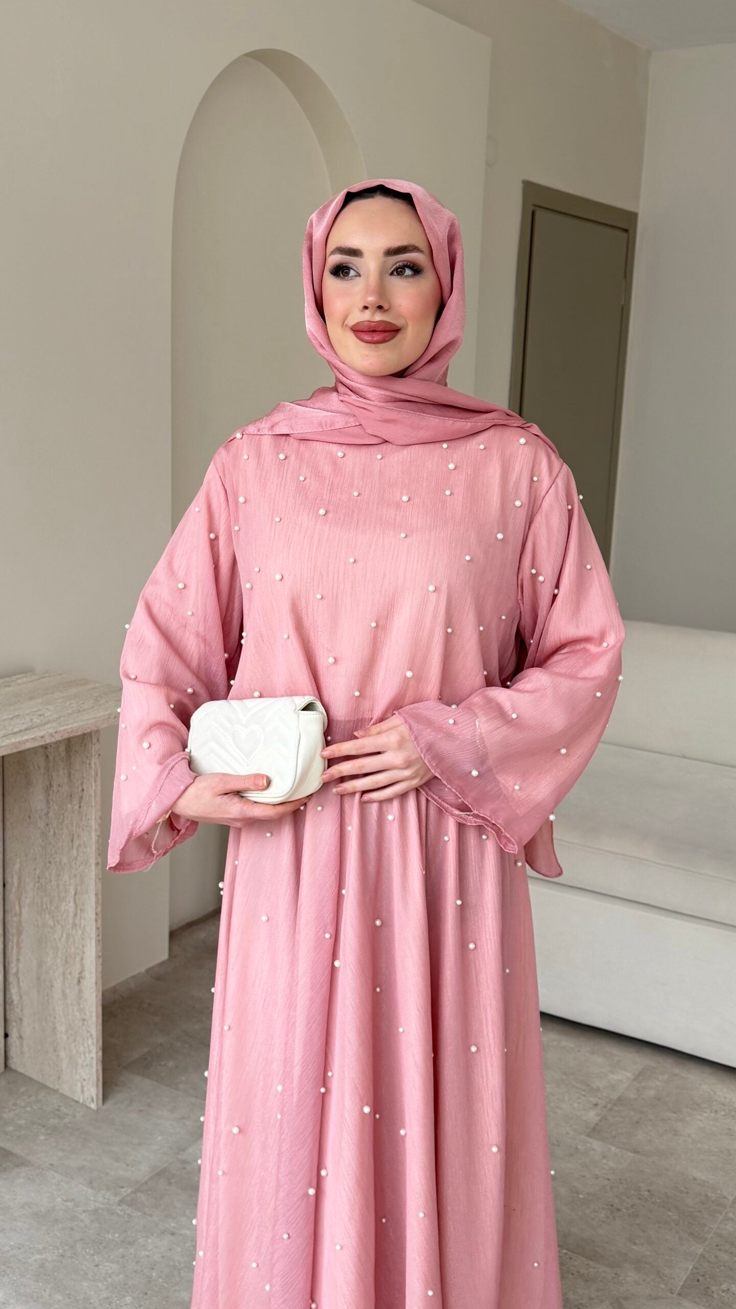 Balm İnci İşlemeli Takım – Pembe