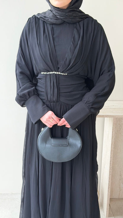 Real Taşlı Elbise – Siyah