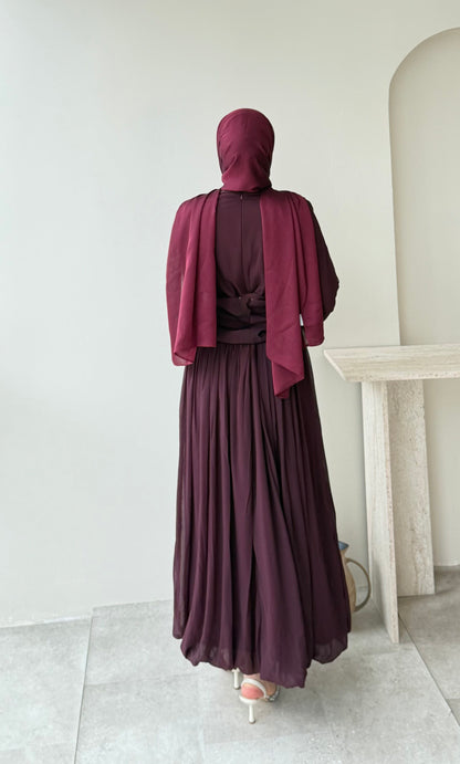 Real Taşlı Elbise – Bordo
