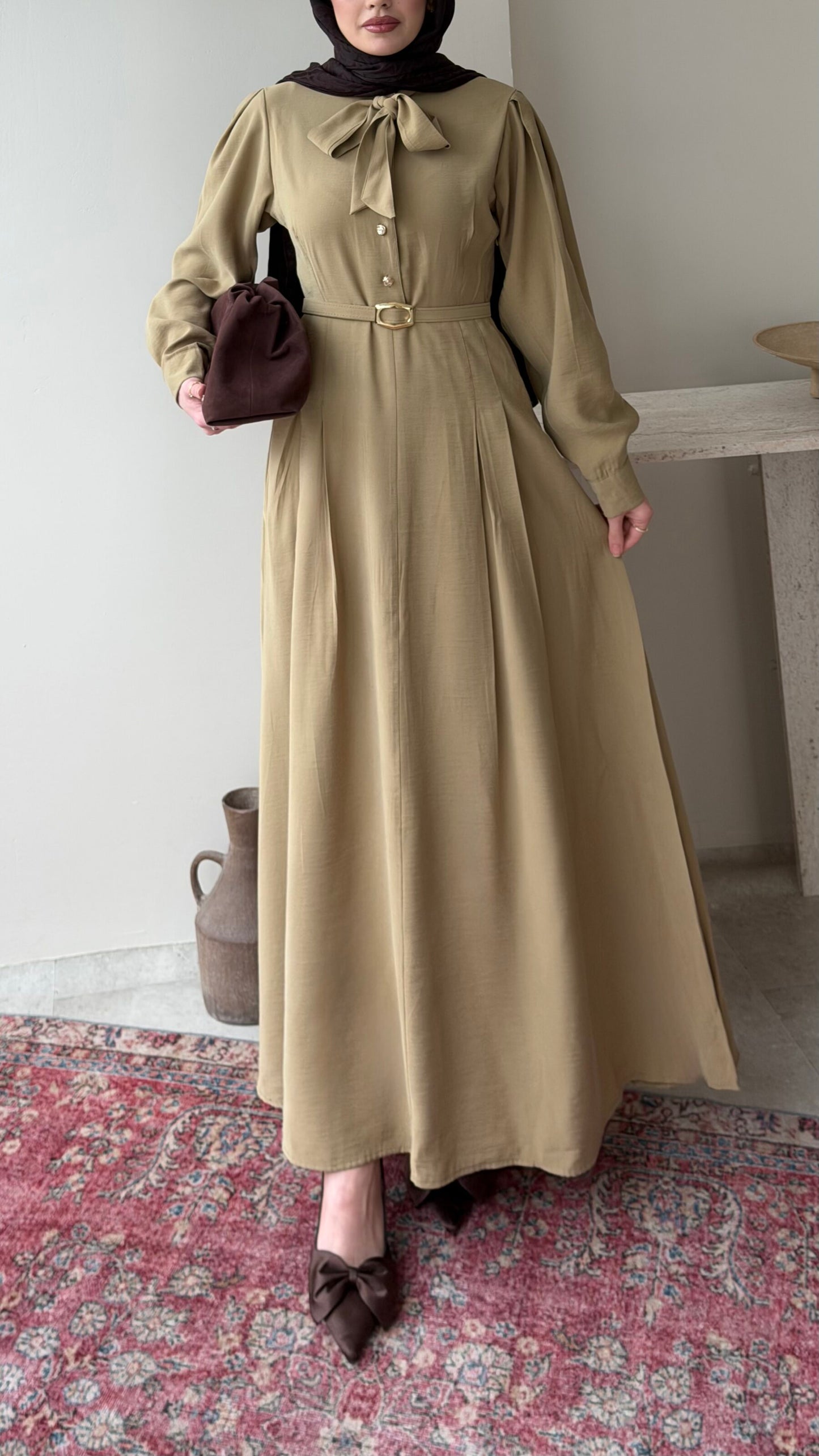 Flora Tensel Elbise – Yeşil