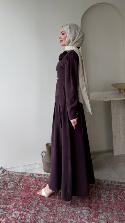 Flora Tensel Elbise – Bordo
