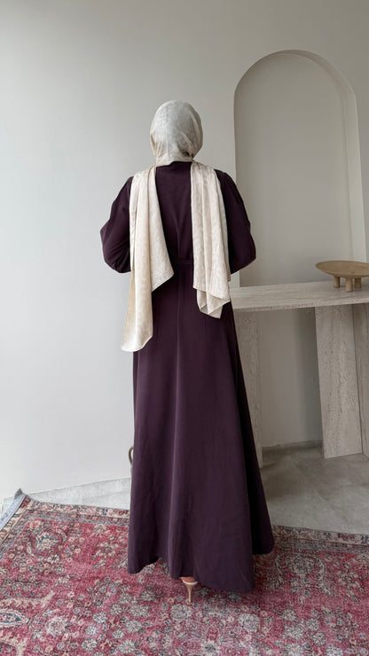 Flora Tensel Elbise – Bordo