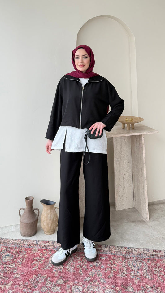 Mia Çilek Kumaş Takım – Siyah