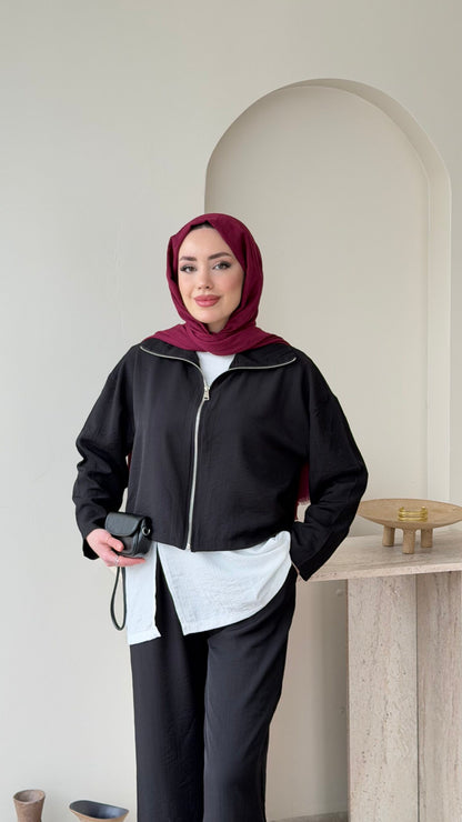 Mia Çilek Kumaş Takım – Siyah