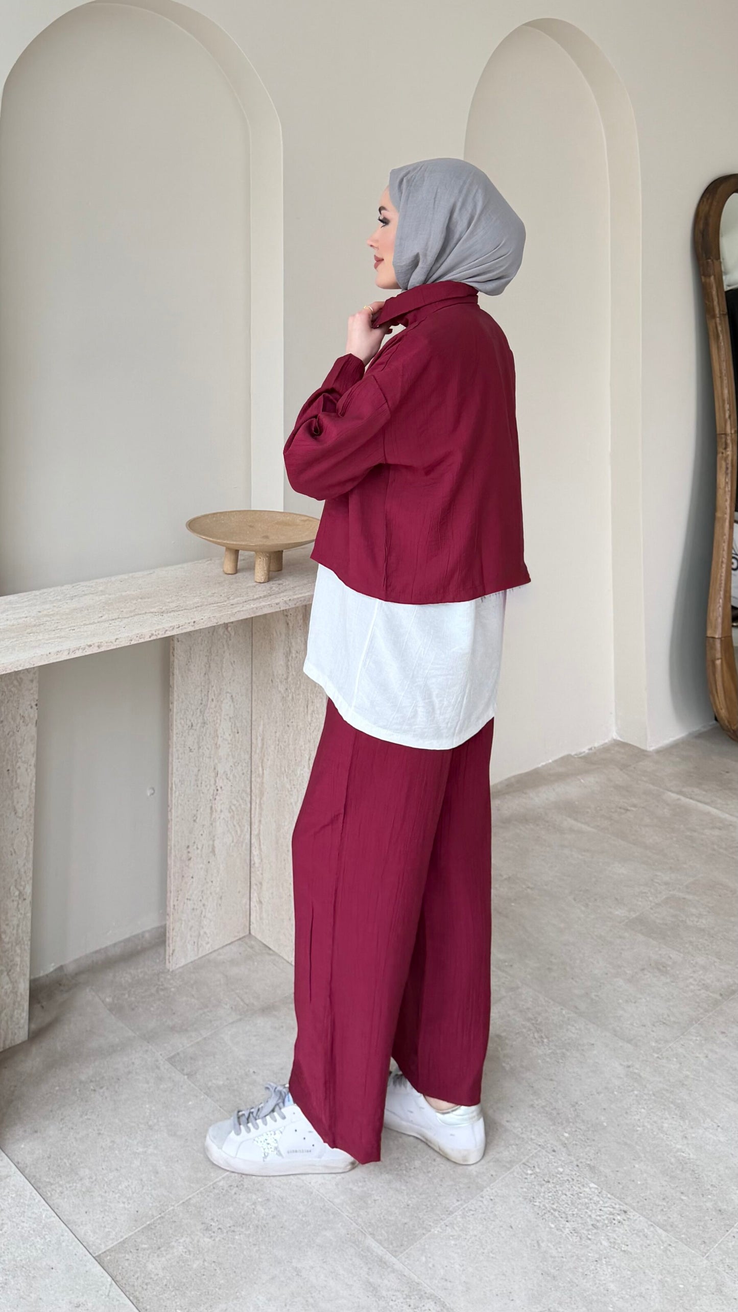 Mia Çilek Kumaş Takım – Bordo