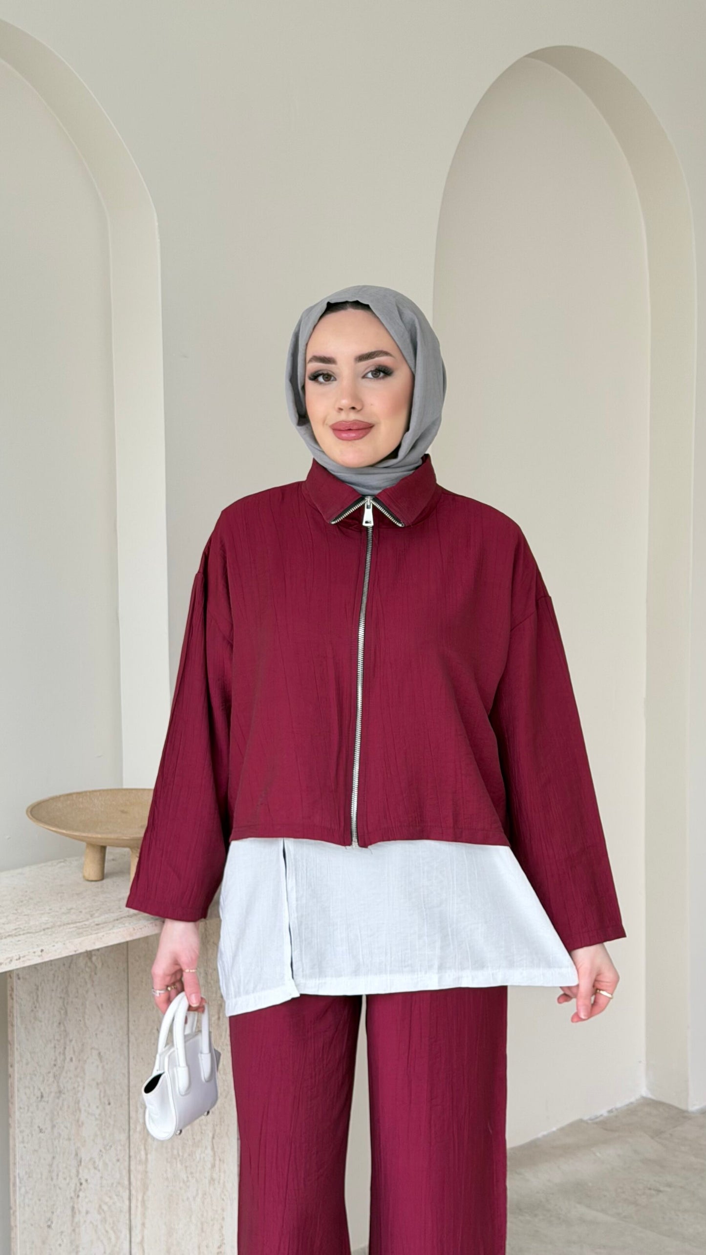 Mia Çilek Kumaş Takım – Bordo