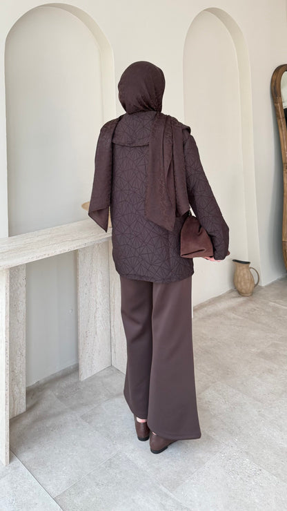 Lara Üçgen Desen Ceket – Kahverengi
