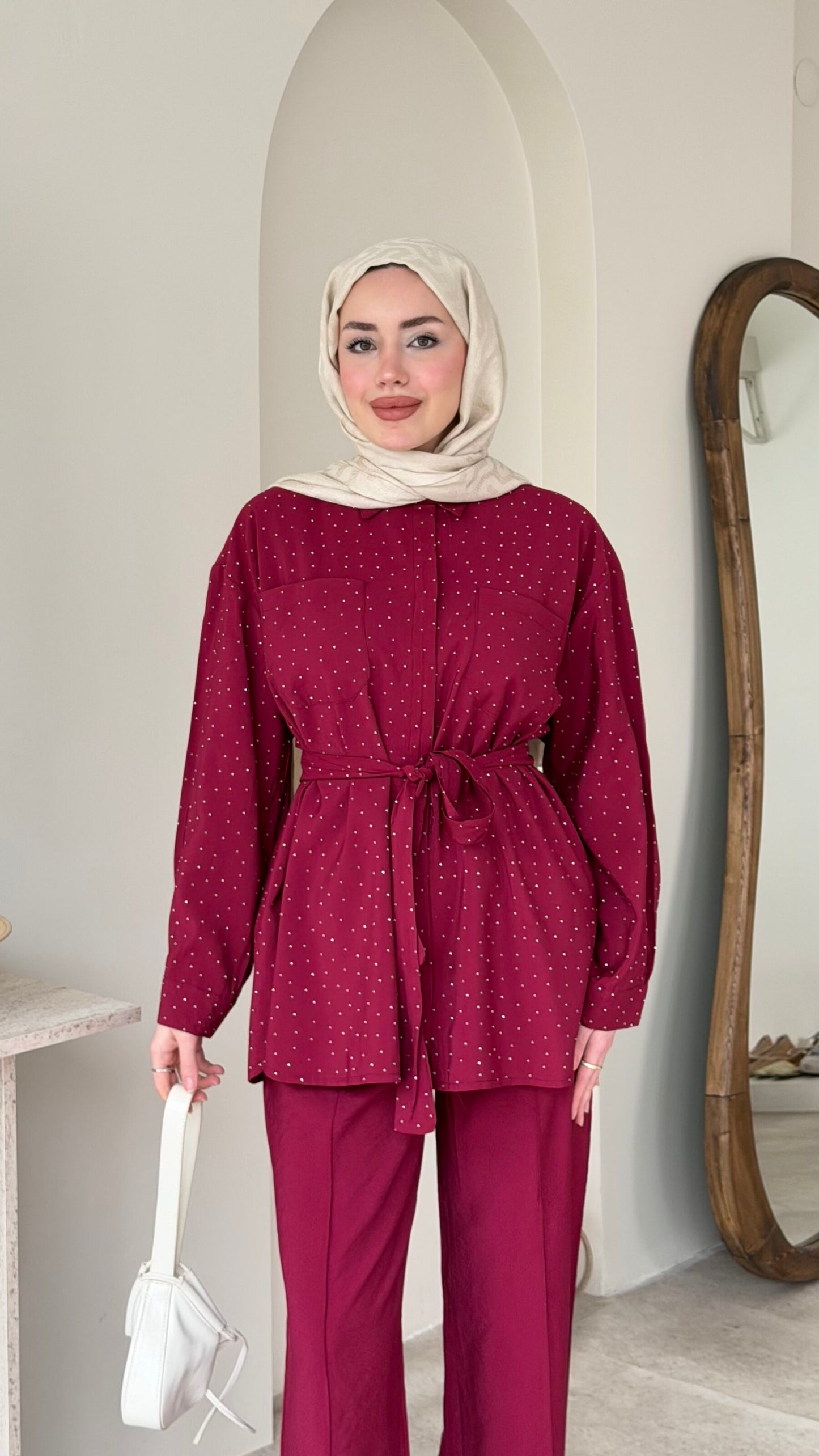 Lina Taşlı Takım – Bordo