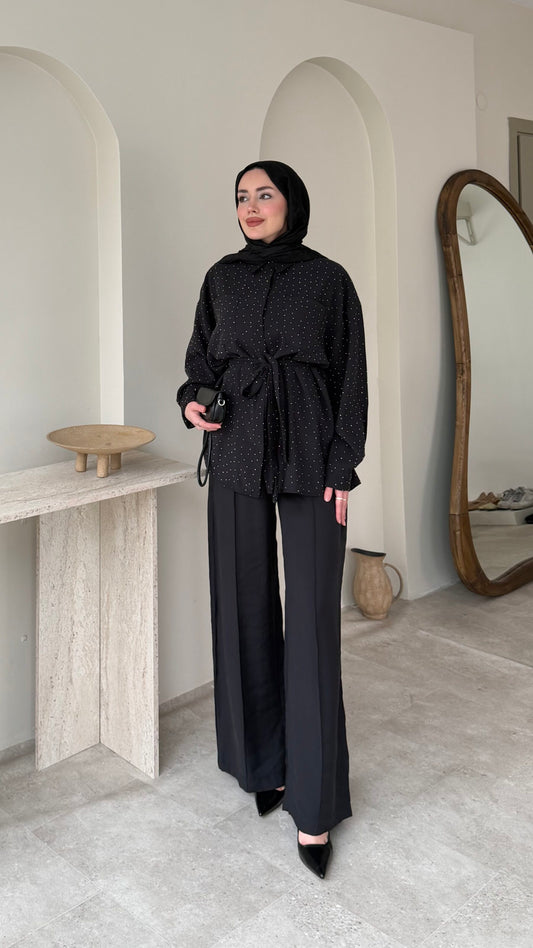 Lina Taşlı Takım – Siyah