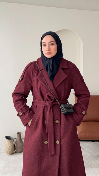 OLA Premium Kaşe Kaban BORDO