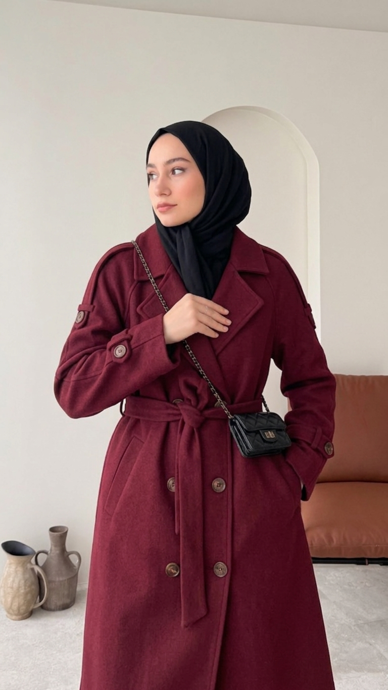 OLA Premium Kaşe Kaban BORDO