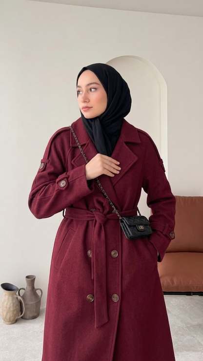 OLA Premium Kaşe Kaban BORDO