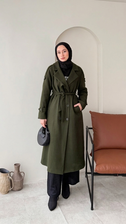 OLA Premium Kaşe Kaban HAKİ