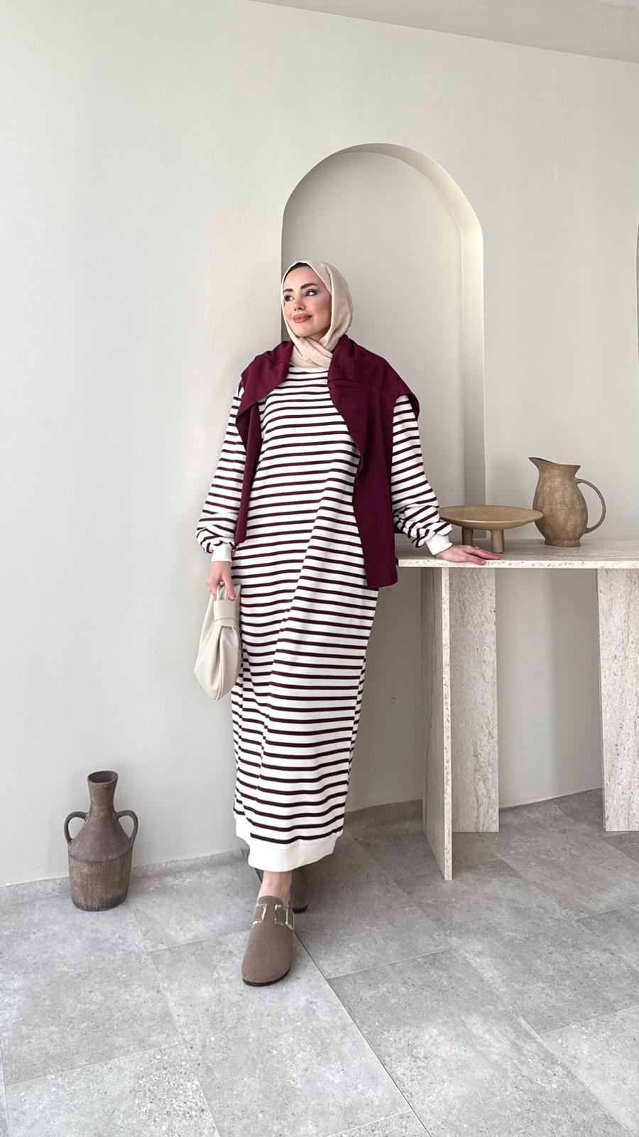 Misra Basic Elbise – Bordo