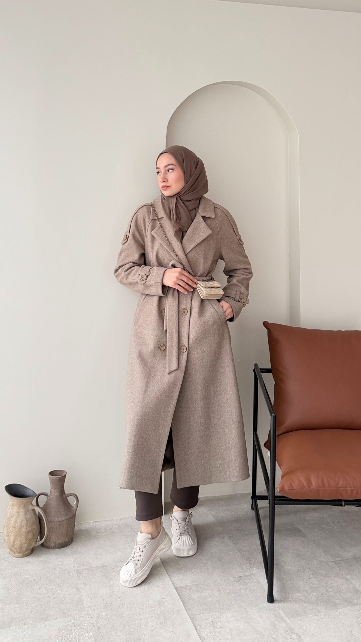 OLA Premium Kaşe Kaban VİZON