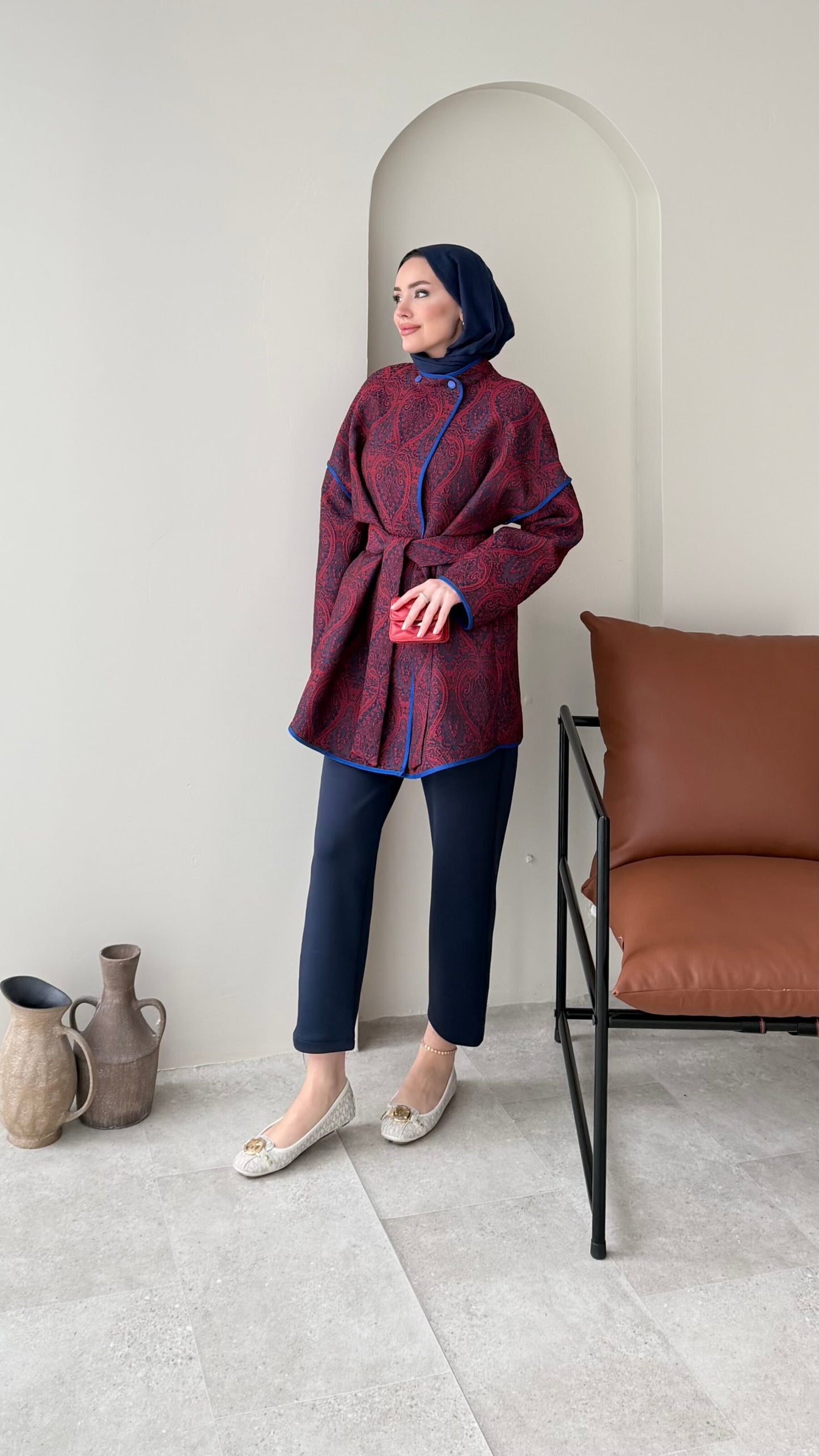 Etro Kuşaklı Kimono – Bordo