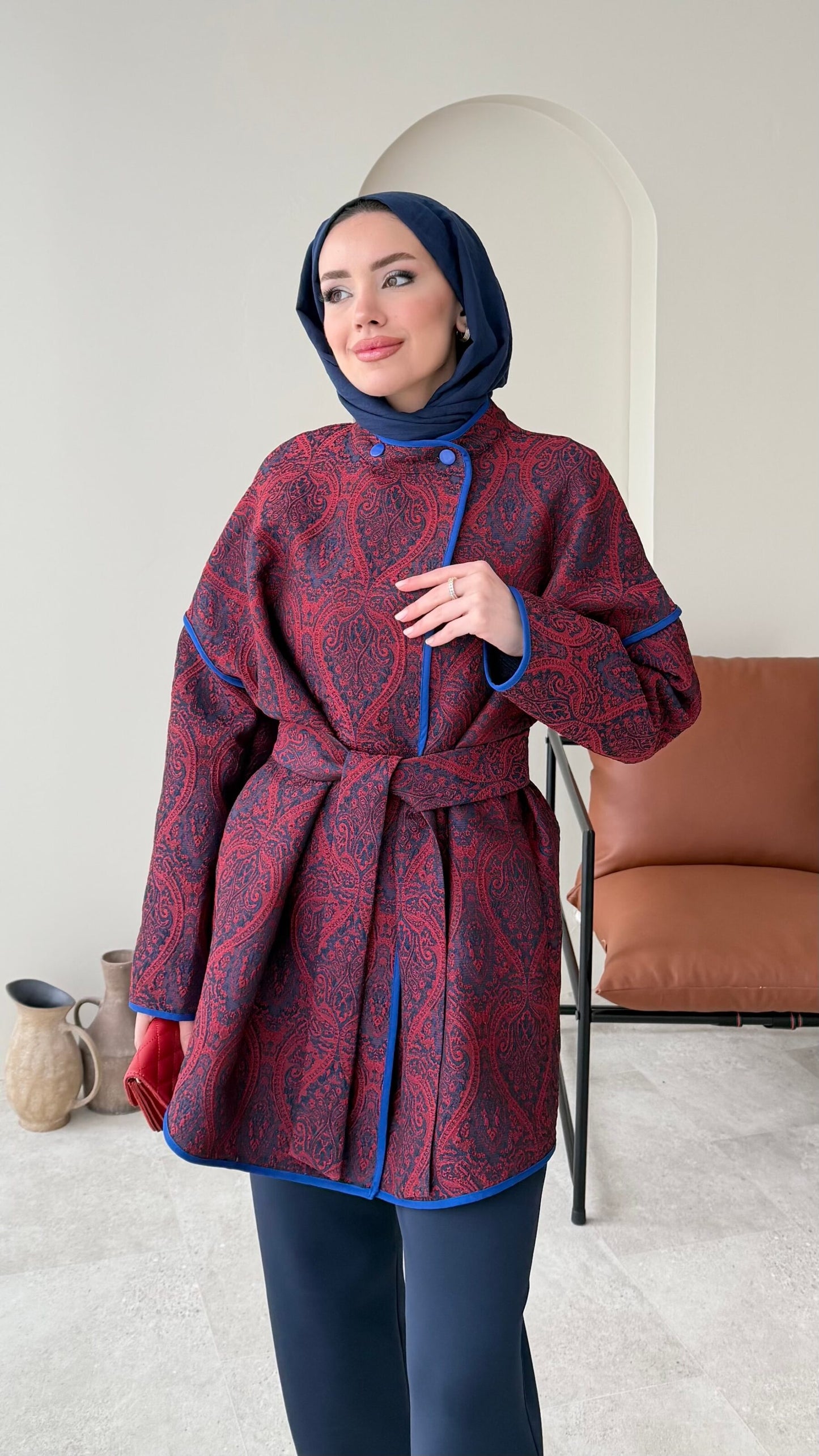 Etro Kuşaklı Kimono – Bordo