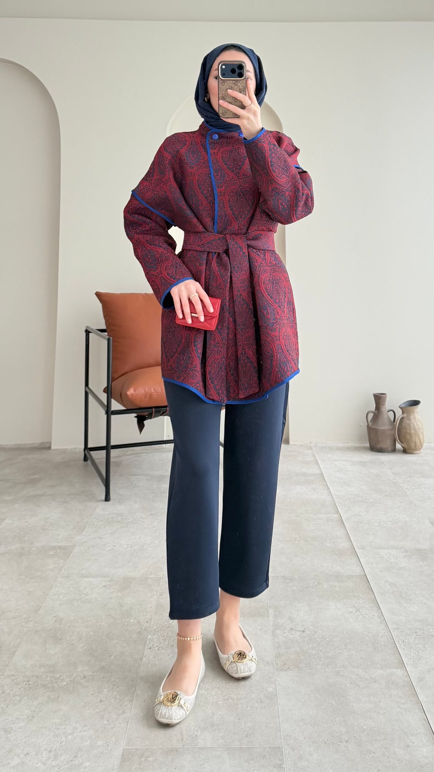 Etro Kuşaklı Kimono – Bordo