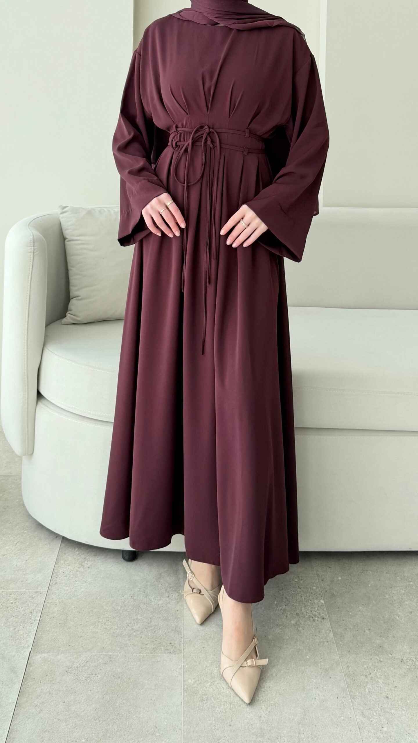 Elvis Bağlamalı Elbise – Bordo