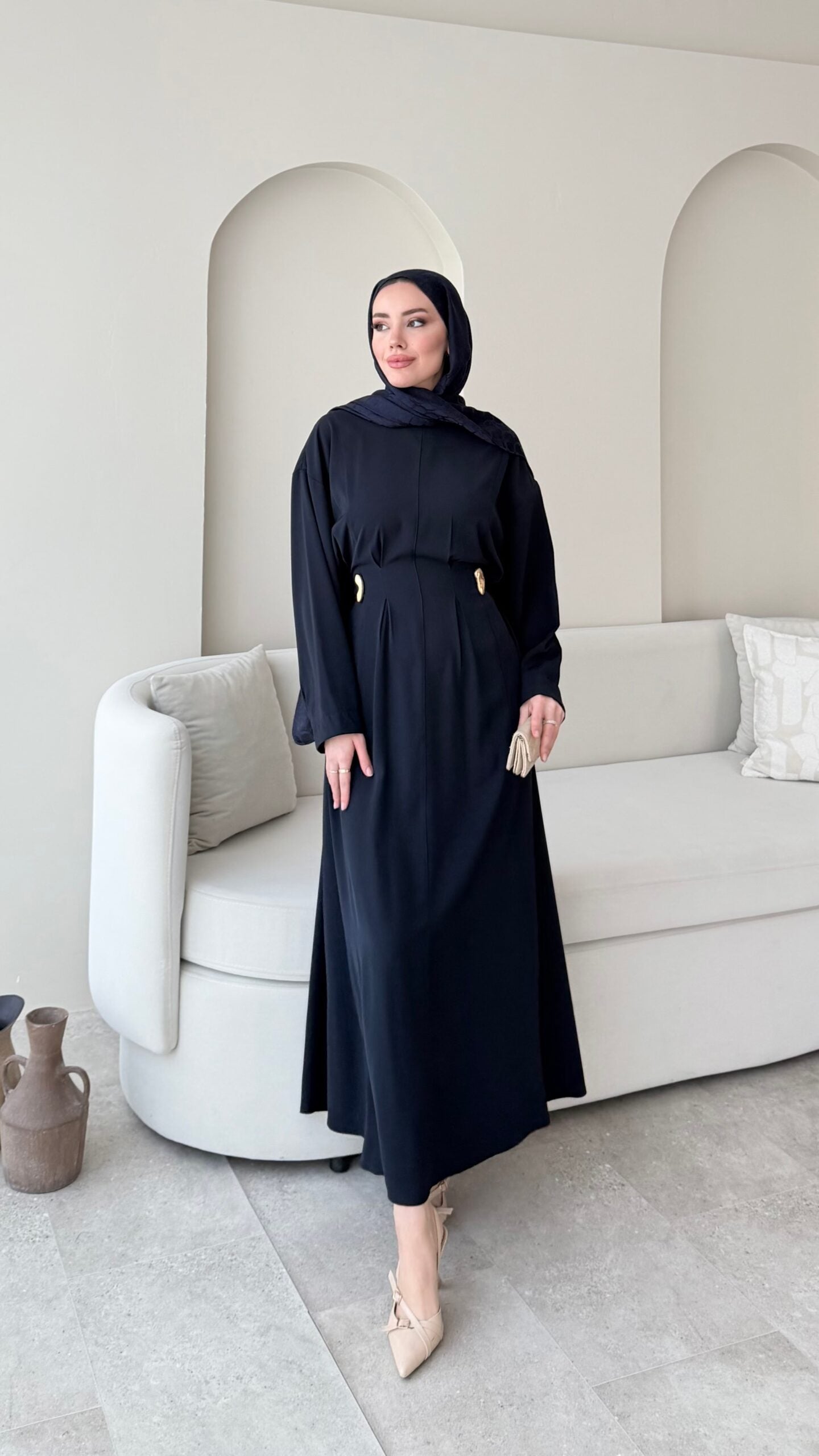Meyla Gold Detaylı Elbise – Lacivert