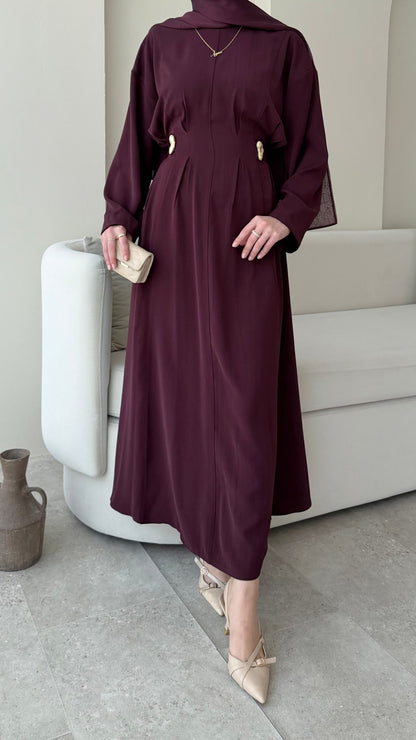 Meyla Gold Detaylı Elbise – Bordo