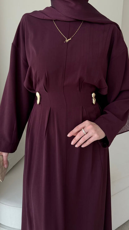 Meyla Gold Detaylı Elbise – Bordo