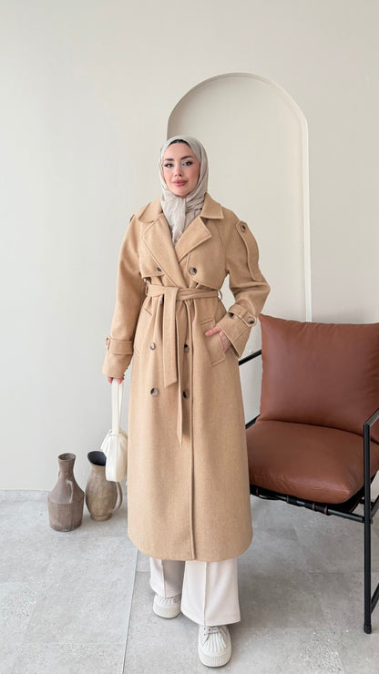 Bera Premium Kaşe Kaban – CAMEL