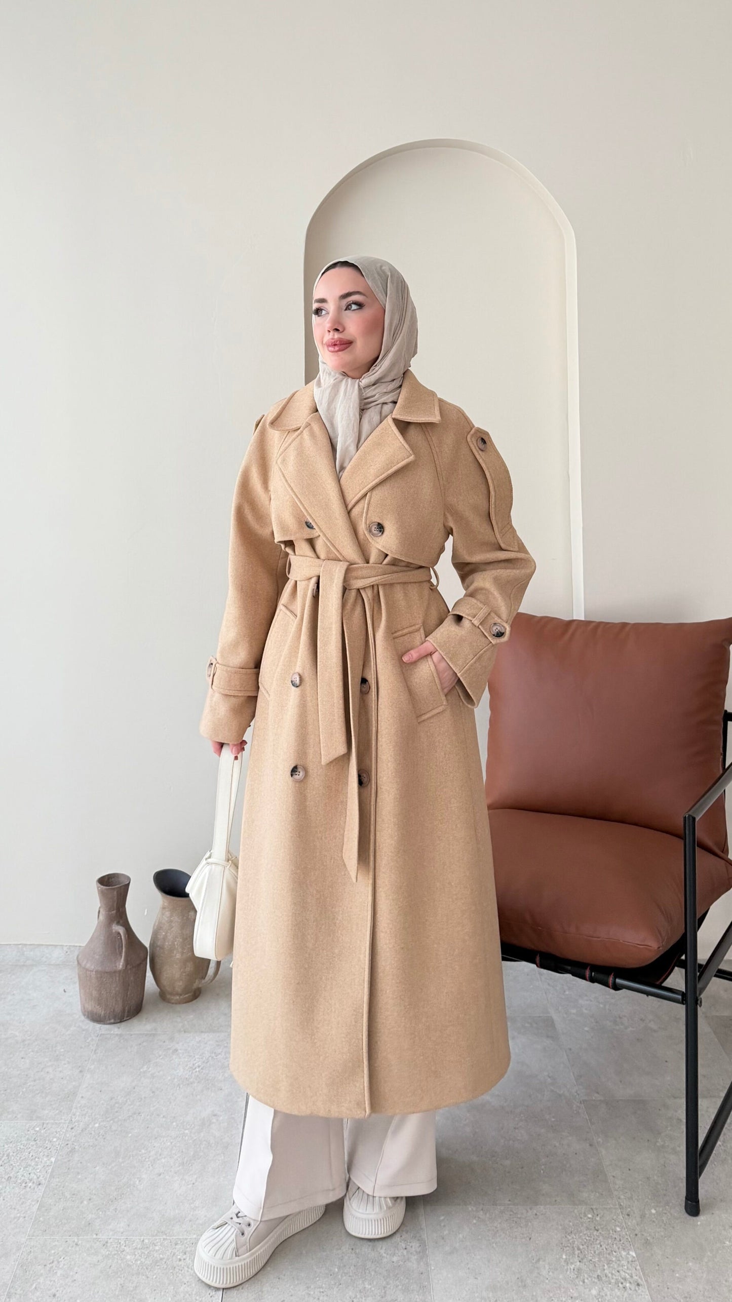 Bera Premium Kaşe Kaban – CAMEL