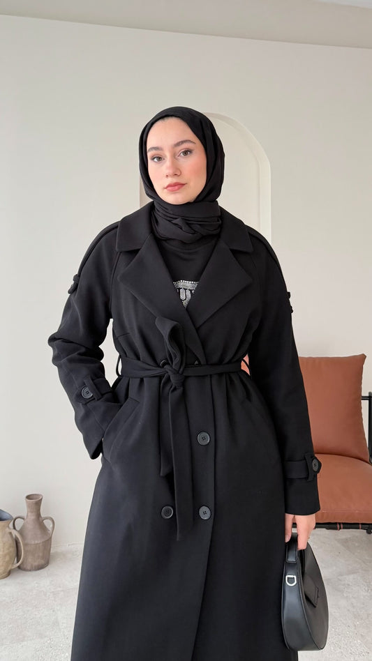 OLA Premium Kaşe Kaban SİYAH
