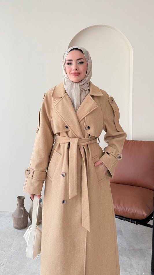 Bera Premium Kaşe Kaban – CAMEL